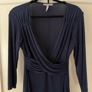 DISCONTINUED Bravissimo Navy “Florence” faux wrap top